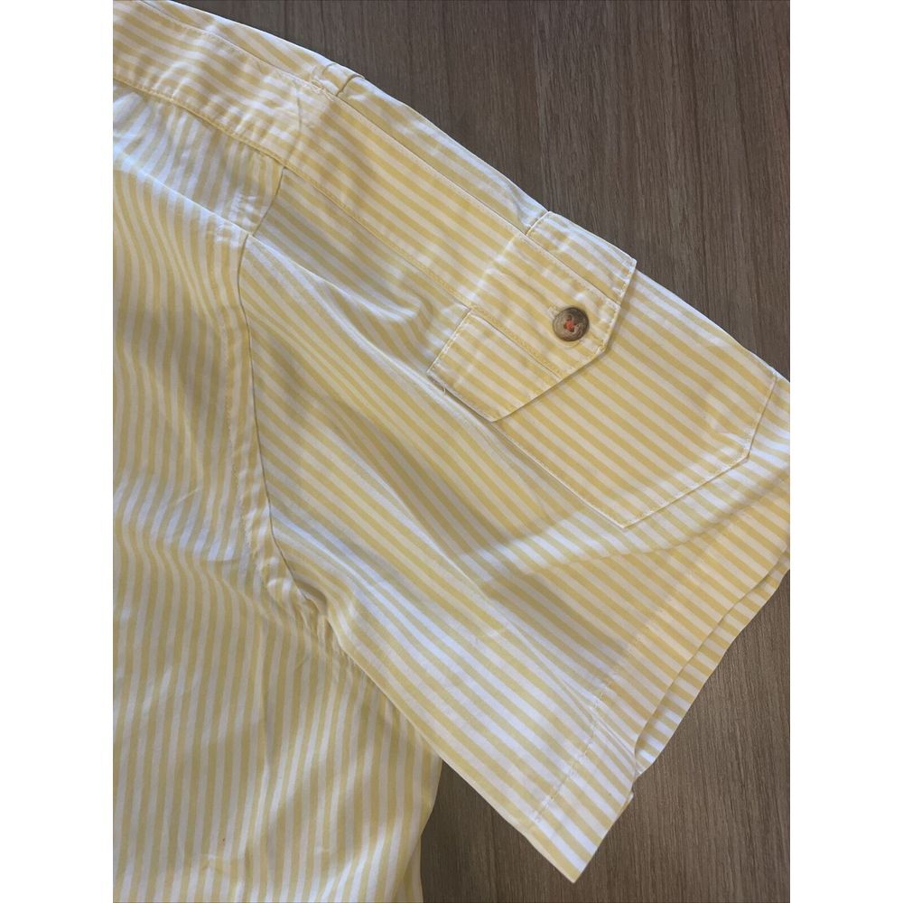 Michael Kors Men's Yellow Shirt Stripes Short Sleeve Pockets 100% Cotton‎ Size M - Picture 9 of 16
